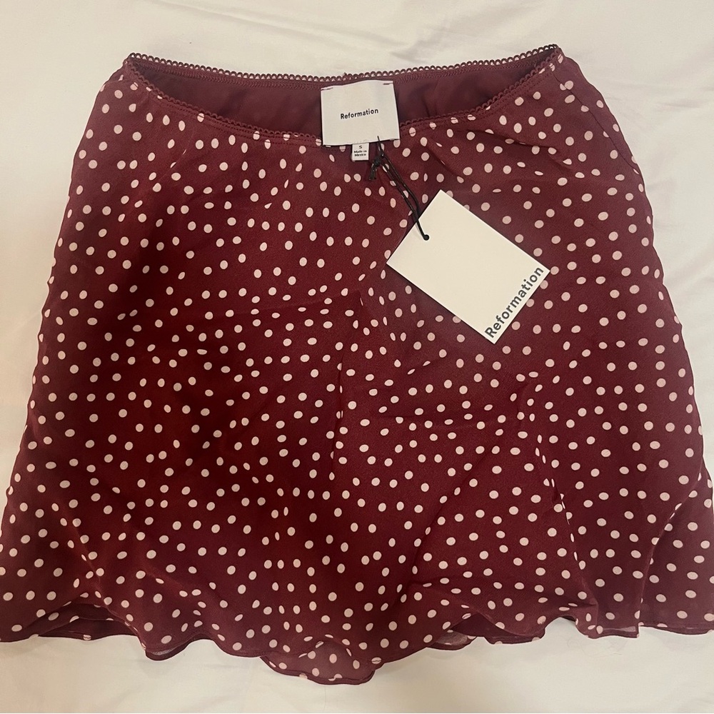 NWT Reformation Brandy Polka Dot Mini Skirt